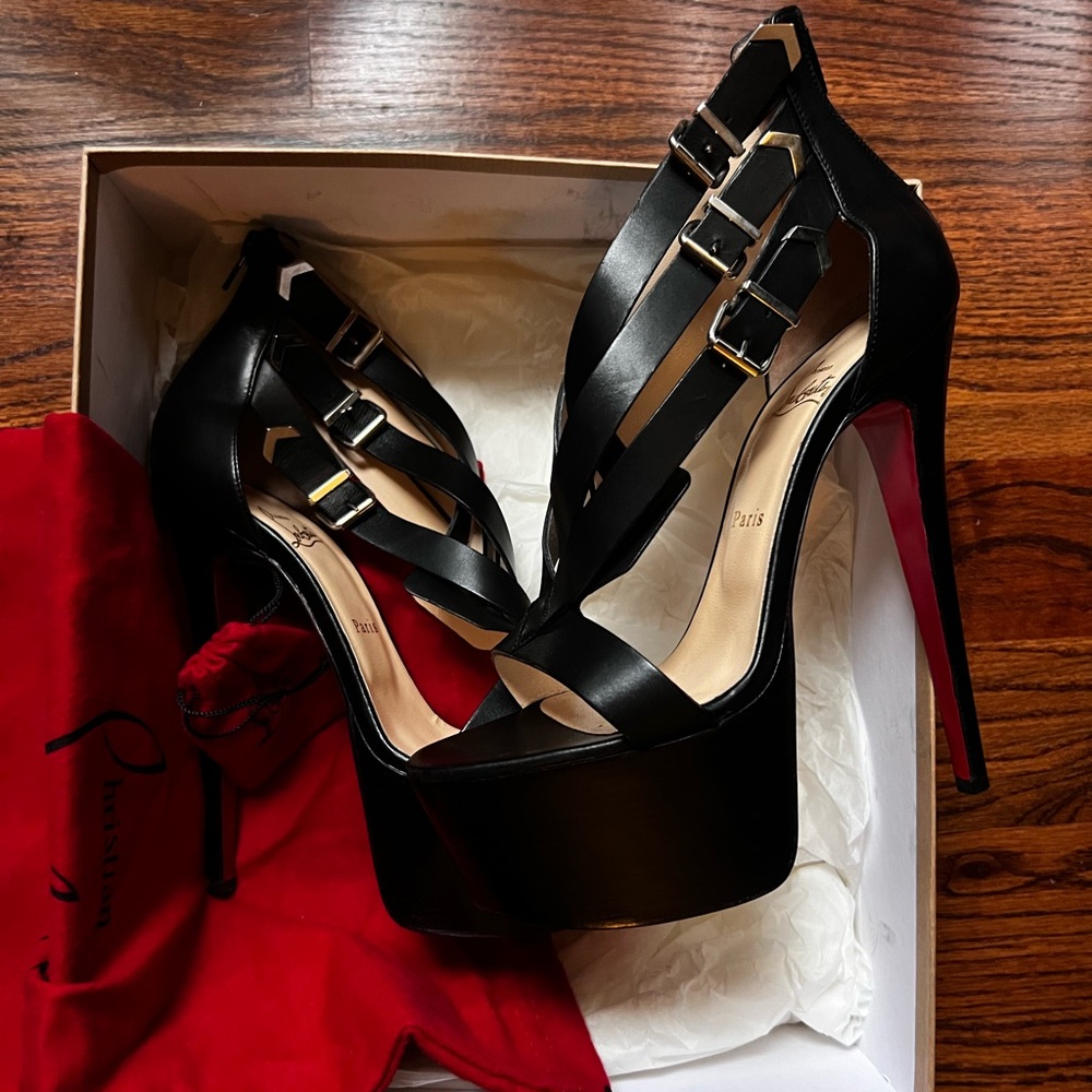 Black Strappy Platform Heels